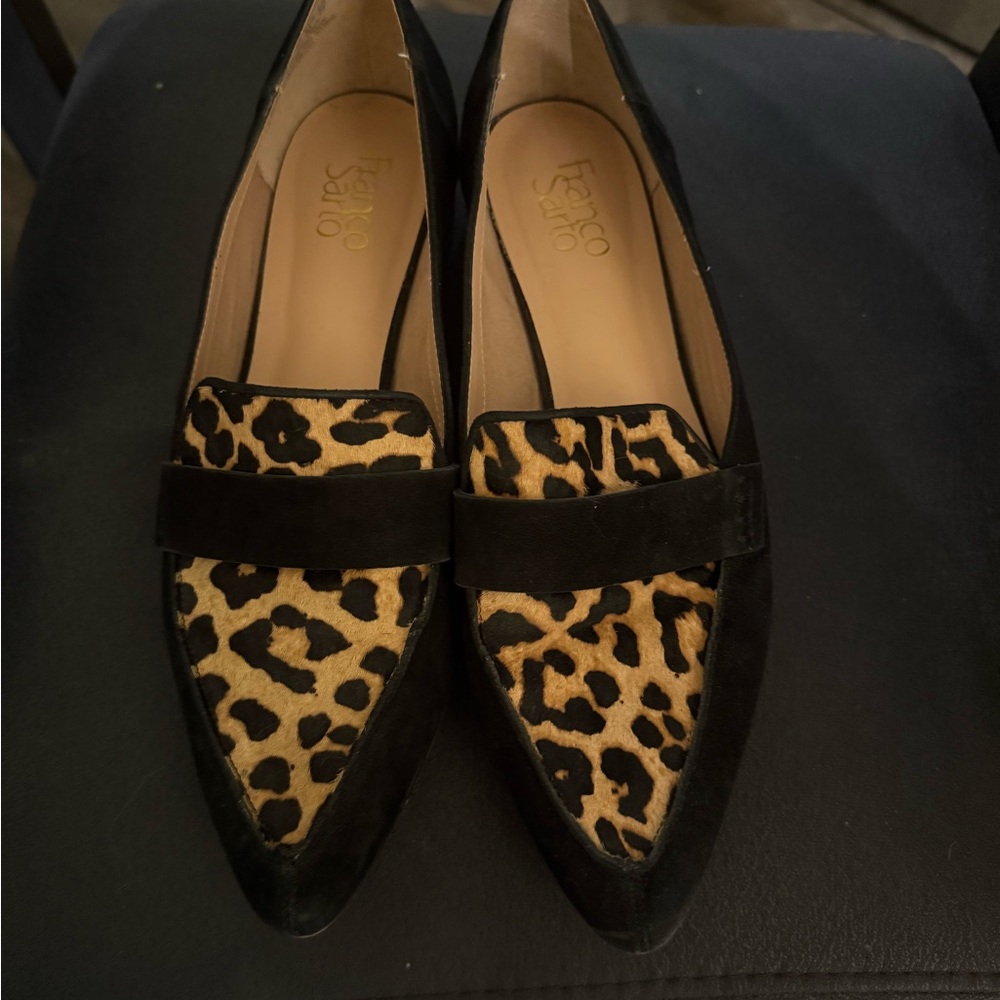 Franco Sarto Black and Animal Print Women's Flats